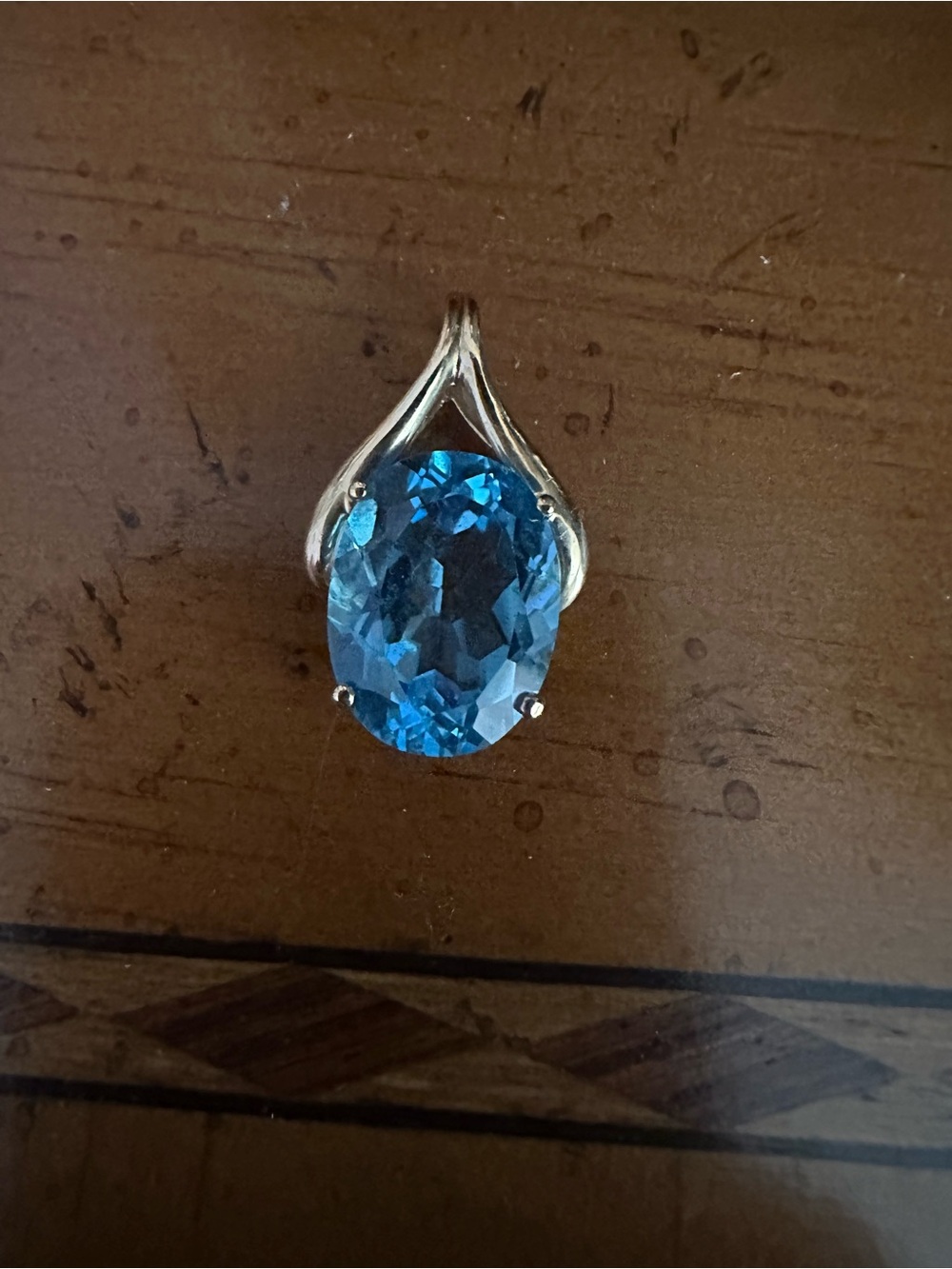 Blue Topaz Pendant Necklace - 14K Gold